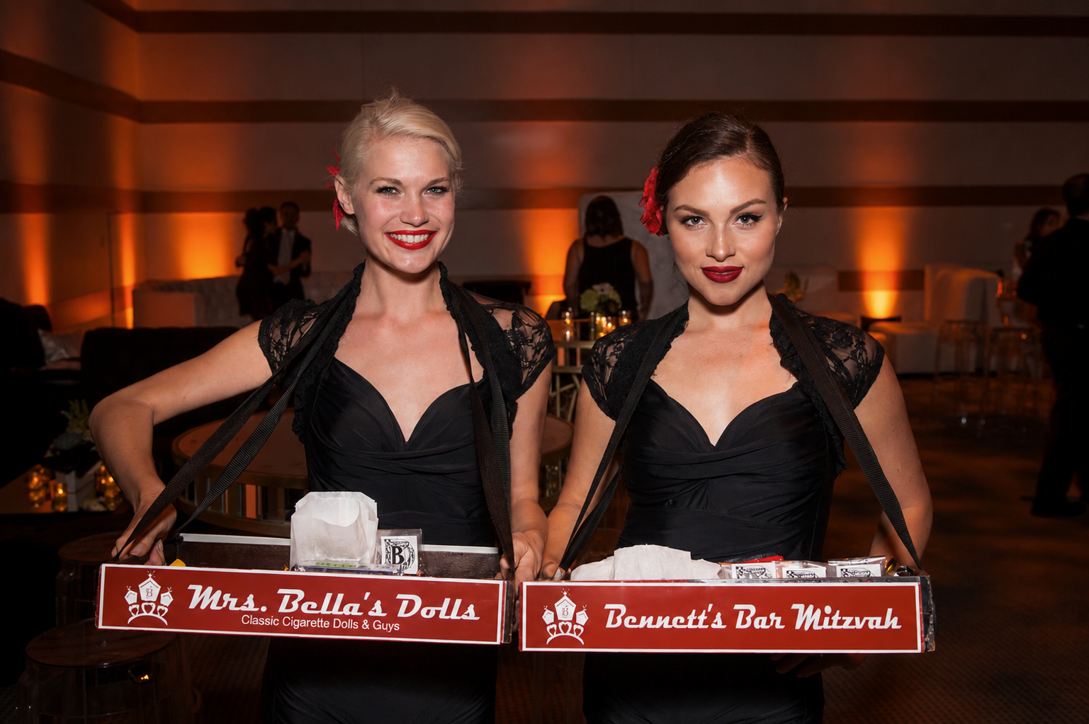 Elegant event entertainers providing premium guest experiences during a luxury private event at a Southern California estate.