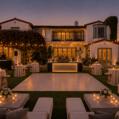 Stunning cocktail party with bar, dance floor and DJ