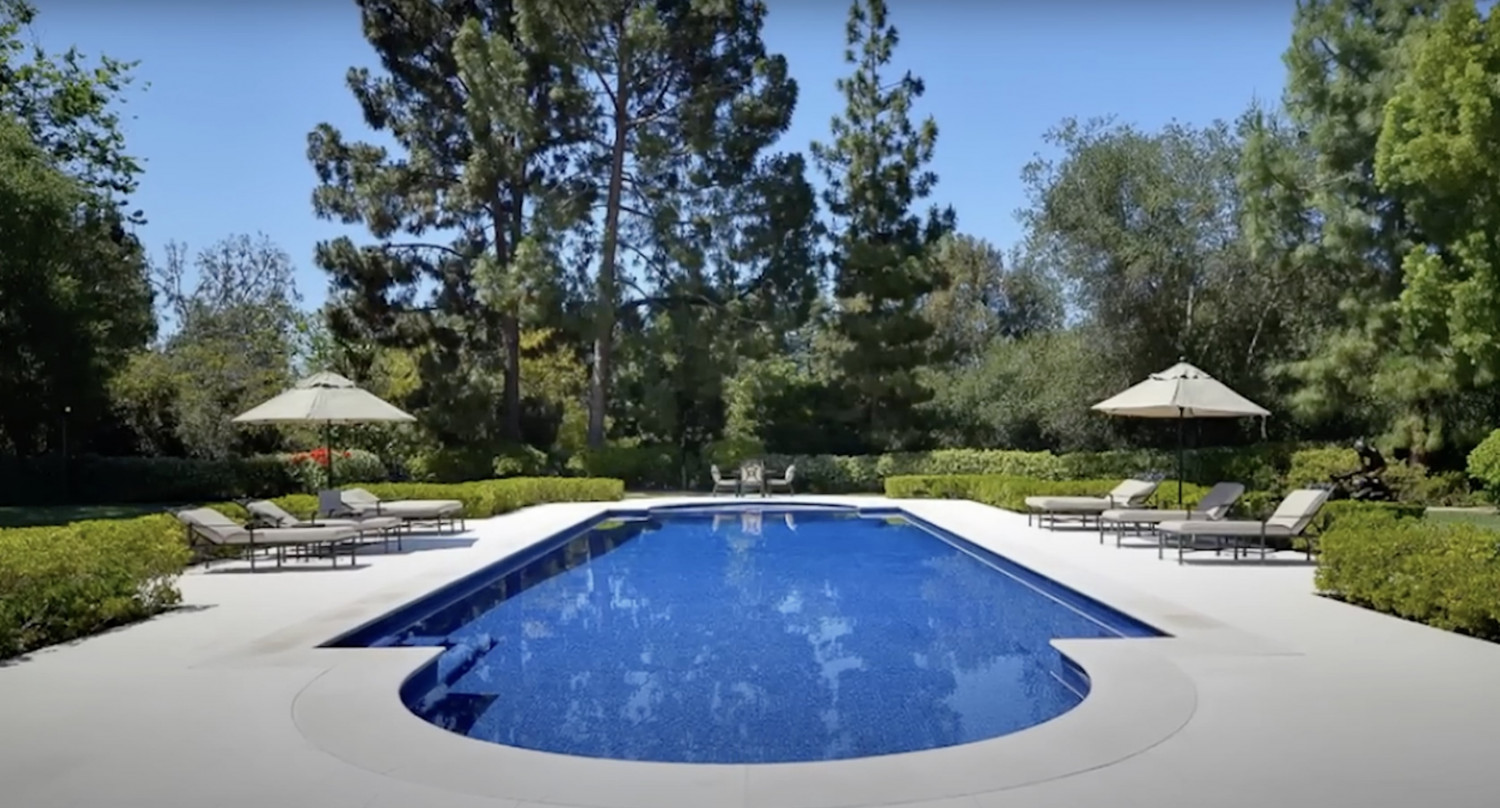 Resort-style swimming pool at a luxury estate rental in Los Angeles.