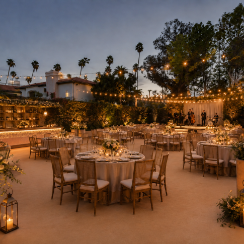 Elegant private estate wedding reception in Los Angeles