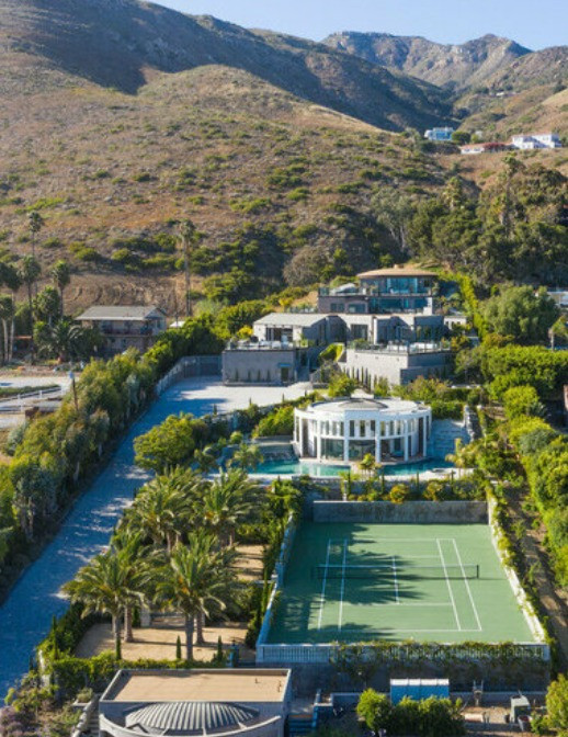 Championship tennis court at a luxury Malibu ocean view estate